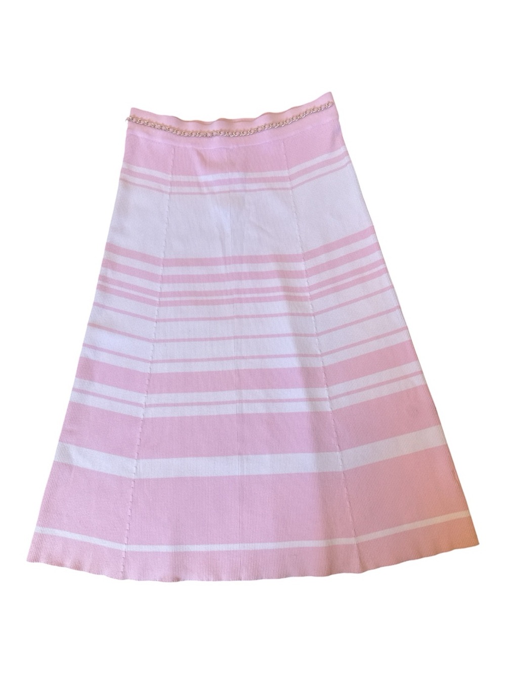 Generation Love XL Tiana Skirt Pink Stripe Midi Gold Chain Leather Belt NWT $265 - Picture 9 of 11